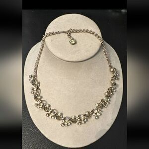 VINTAGE JEWELRY NECKLACE KRAMER N.Y. CARTOUCHE RHINESTONE GOLD TONE ESTATE